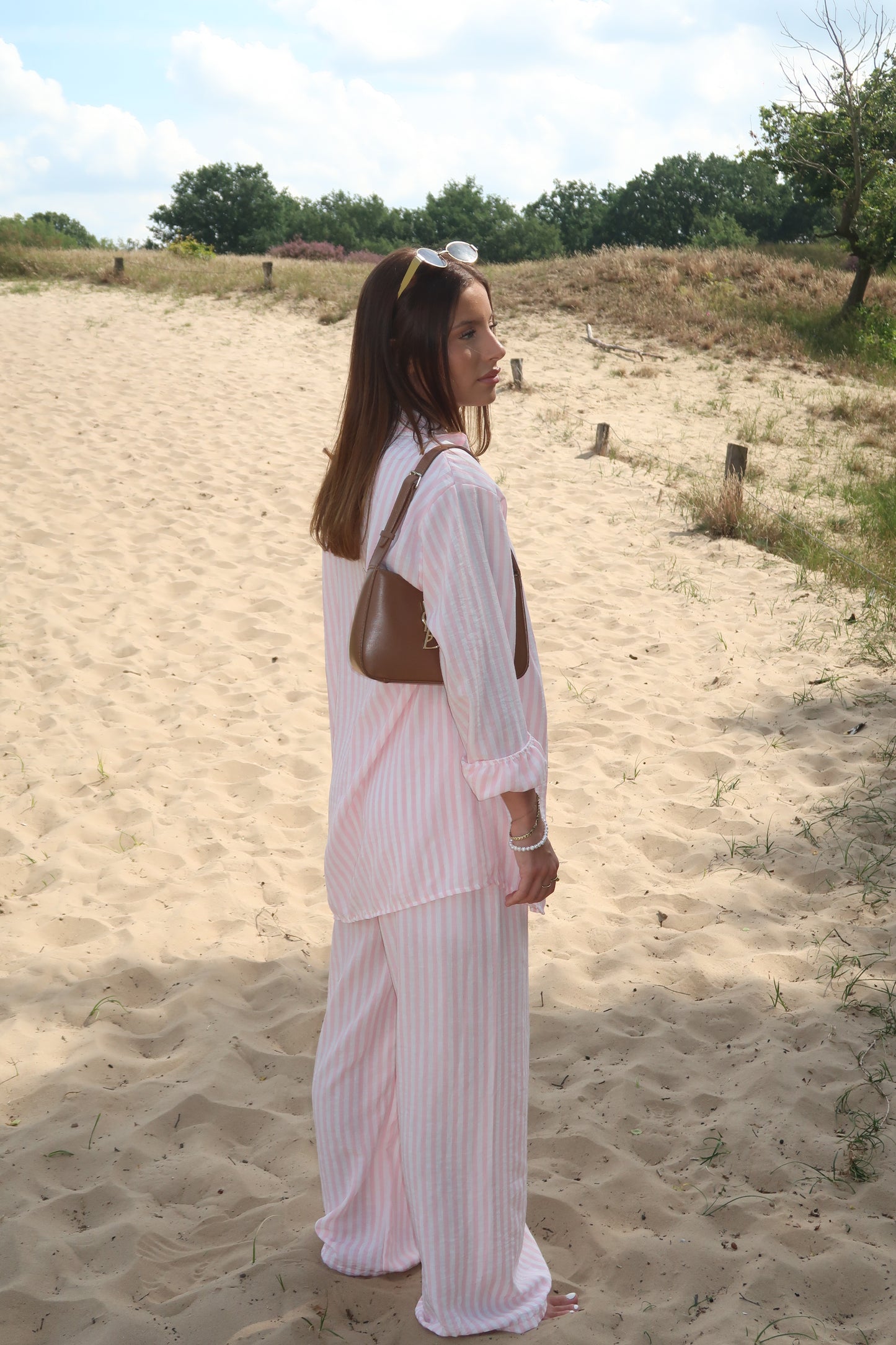 Zweiteiler in pijamastyle pink/weiß