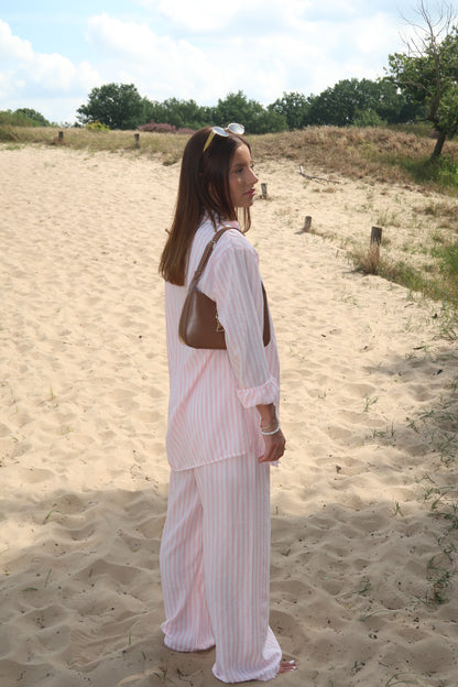 Zweiteiler in pijamastyle pink/weiß