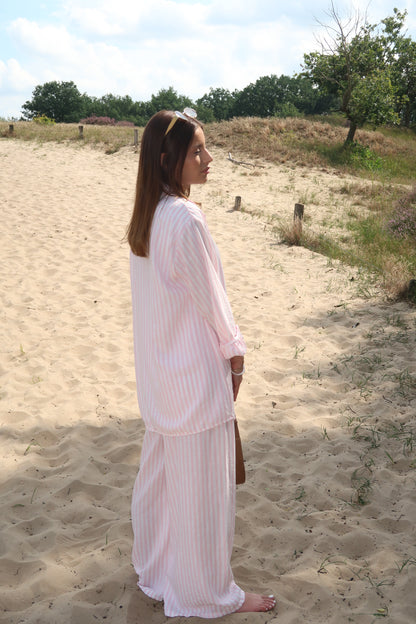 Zweiteiler in pijamastyle pink/weiß