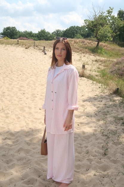 Zweiteiler in pijamastyle pink/weiß