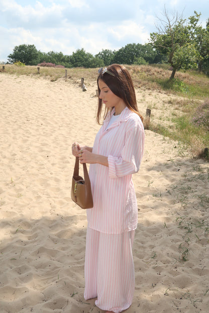 Zweiteiler in pijamastyle pink/weiß