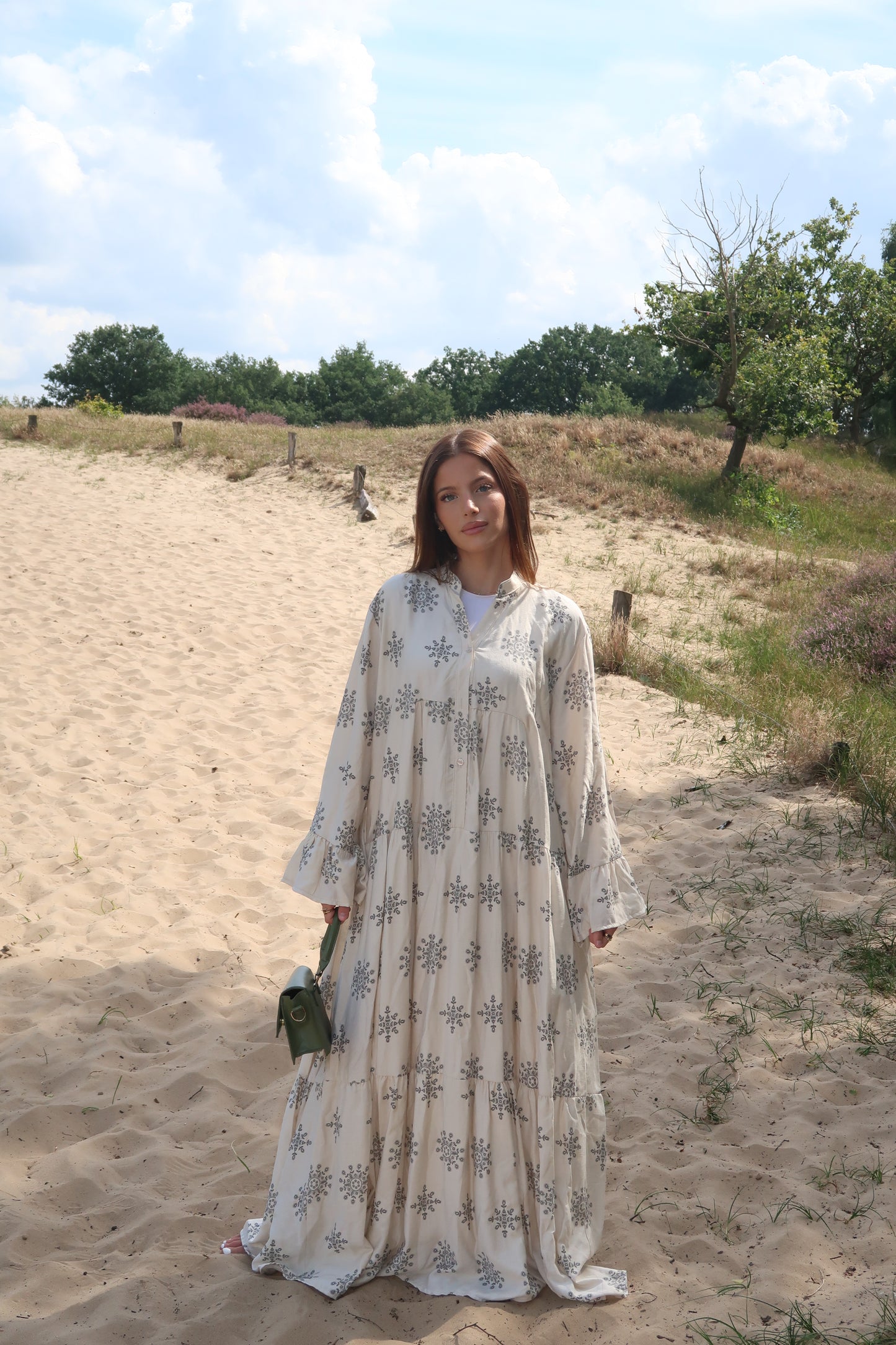 Maxikleid mit Muster weiß