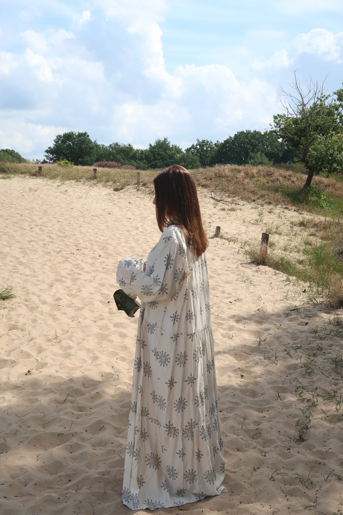 Maxikleid mit Muster weiß