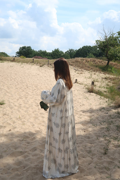 Maxikleid mit Muster weiß