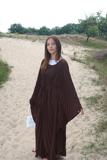 Plissiertes Maxikleid in Braun